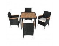 Záhradný nábytok z umelého ratanu Bogart - čierna / krémová / prírodná