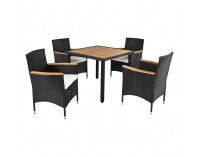 Záhradný nábytok z umelého ratanu Bogart - čierna / krémová / prírodná