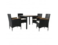 Záhradný nábytok z umelého ratanu Bogart - čierna / krémová / prírodná