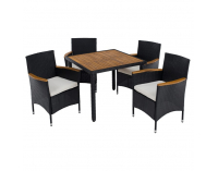 Záhradný nábytok z umelého ratanu Bogart - čierna / krémová / prírodná