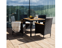 Záhradný nábytok z umelého ratanu Bogart - čierna / krémová / prírodná