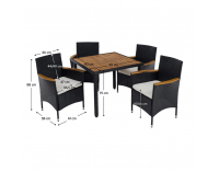 Záhradný nábytok z umelého ratanu Bogart - čierna / krémová / prírodná