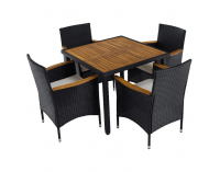 Záhradný nábytok z umelého ratanu Bogart - čierna / krémová / prírodná