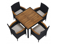 Záhradný nábytok z umelého ratanu Bogart - čierna / krémová / prírodná