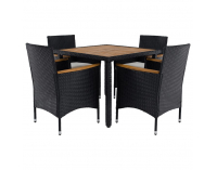 Záhradný nábytok z umelého ratanu Bogart - čierna / krémová / prírodná