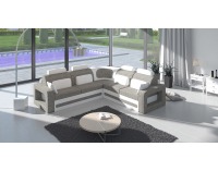 Rohová sedačka s rozkladom a úložným priestorom Bolzano L - sivá (Berlin 01) / biela (Soft 17)