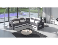 Rohová sedačka s rozkladom a úložným priestorom Bolzano L - sivá (Sawana 05) / biela (Soft 17)