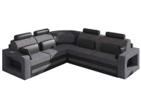 Rohová sedačka s rozkladom a úložným priestorom Bolzano L - sivá (Sawana 05) / čierna (Soft 11)