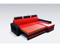 Rohová sedačka s rozkladom Bolzano Mini L - biela / čierna