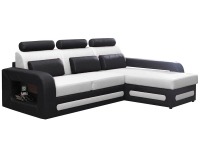 Rohová sedačka s rozkladom Bolzano Mini P - biela / čierna