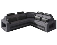 Rohová sedačka s rozkladom a úložným priestorom Bolzano P - sivá (Sawana 05) / čierna (Soft 11)