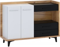 Komoda Box BOX-02 - craft zlatý / biela / čierna