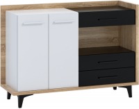 Komoda Box BOX-02 - sonoma svetlá / biela / čierna