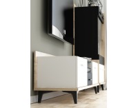 TV stolík Box BOX-09 - sonoma svetlá / biela / čierna