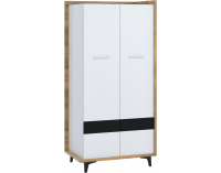 Šatníková skriňa Box BOX-10 2D - dub burgundský / biela / čierna