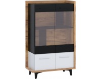 Vitrína Box BOX-12 - craft zlatý / biela / čierna