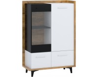 Vitrína Box BOX-13 - dub burgundský / biela / čierna