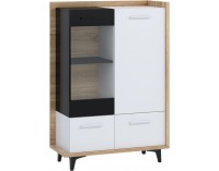 Vitrína Box BOX-13 - sonoma svetlá / biela / čierna