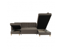 Rohová sedačka U s rozkladom a úložným priestorom Bridget L - sivohnedá (taupe)