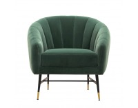 Kreslo Britney - tmavozelená / čierna / zlatá