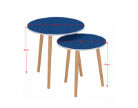 Okrúhly príručný stolík (2 ks) Brix - modrá / biela