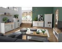 Šatníková skriňa s osvetlením Alameda SZF2D2S - biely lesk / dub westminster