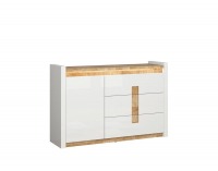 Komoda s osvetlením Alameda KOM1D3S - biely lesk / dub westminster