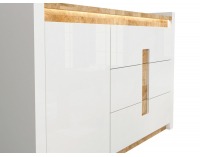 Komoda s osvetlením Alameda KOM1D3S - biely lesk / dub westminster