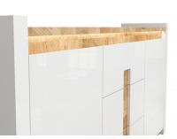 Komoda s osvetlením Alameda KOM2D3S - biely lesk / dub westminster