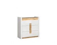 Komoda s osvetlením Alameda KOM3S - biely lesk / dub westminster