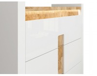 Komoda s osvetlením Alameda KOM3S - biely lesk / dub westminster