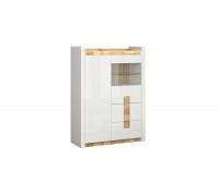 Vitrína s osvetlením Alameda REG1W1D2S - biely lesk / dub westminster