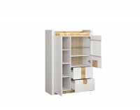 Vitrína s osvetlením Alameda REG1W1D2S - biely lesk / dub westminster