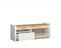 TV stolík s osvetlením Alameda RTV1S - biely lesk / dub westminster