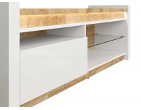 TV stolík s osvetlením Alameda RTV1S - biely lesk / dub westminster