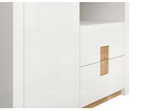 Šatníková skriňa s osvetlením Alameda SZF2D2S - biely lesk / dub westminster