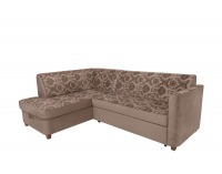 Rohová sedačka s rozkladom a úložným priestorom Amberg L - béžová / vzor / drevo (TX061)