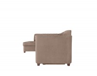 Rohová sedačka s rozkladom a úložným priestorom Amberg L - béžová / vzor / drevo (TX061)