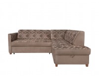 Rohová sedačka s rozkladom a úložným priestorom Amberg P - béžová / vzor / drevo (TX061)