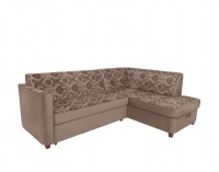 Rohová sedačka s rozkladom a úložným priestorom Amberg P - béžová / vzor / drevo (TX061)