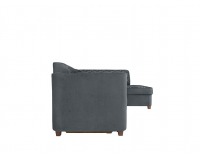 Rohová sedačka s rozkladom a úložným priestorom Amberg P - tmavosivá / vzor / drevo (TX061)