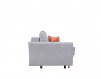 Rohová sedačka s rozkladom Aradena Lux L/P - svetlosivá / koralová / drevo (TX002)