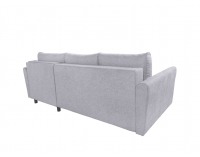 Rohová sedačka s rozkladom Aradena Lux L/P - svetlosivá / koralová / drevo (TX002)