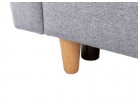 Rohová sedačka s rozkladom Aradena Lux L/P - svetlosivá / koralová / drevo (TX002)