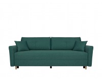 Pohovka s rozkladom a úložným priestorom Aradena Lux - zelená / drevo (TX002)