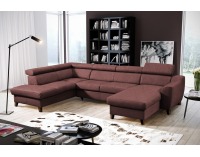 Rohová sedačka U s rozkladom a úložným priestorom Aspen U L - hnedočervená