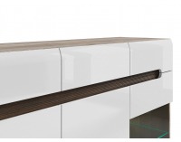 Vitrína s osvetlením Azteca KOM2W1D3S/10/15 - dub san remo / biely lesk / wenge magia