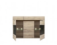 Vitrína s osvetlením Azteca KOM2W1D3S/10/15 - dub san remo / wenge magia