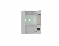 Vitrína na stenu s osvetlením Azteca SFW1W/10/6 - biela / biely lesk / wenge magia