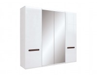 Šatníková skriňa so zrkadlom Azteca SZF2D2L/21/22 - biela / biely lesk / wenge magia